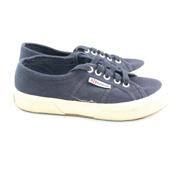 Anthropologie SUPERGA Women's Sz 5 Navy Blue Canvas Sneakers Shoes Lace Up - Picture 7 of 10